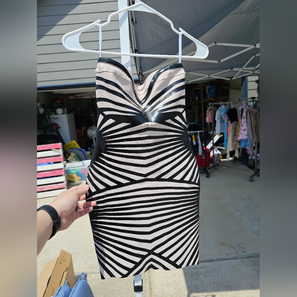 Herve Leger zebra stripe mini dress size XS